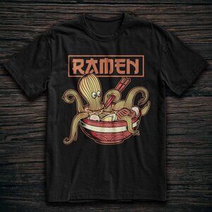Ramen Octopus T-Shirt | Japanese Ramen Graphic Tee | Funny Food Shirt | Anime